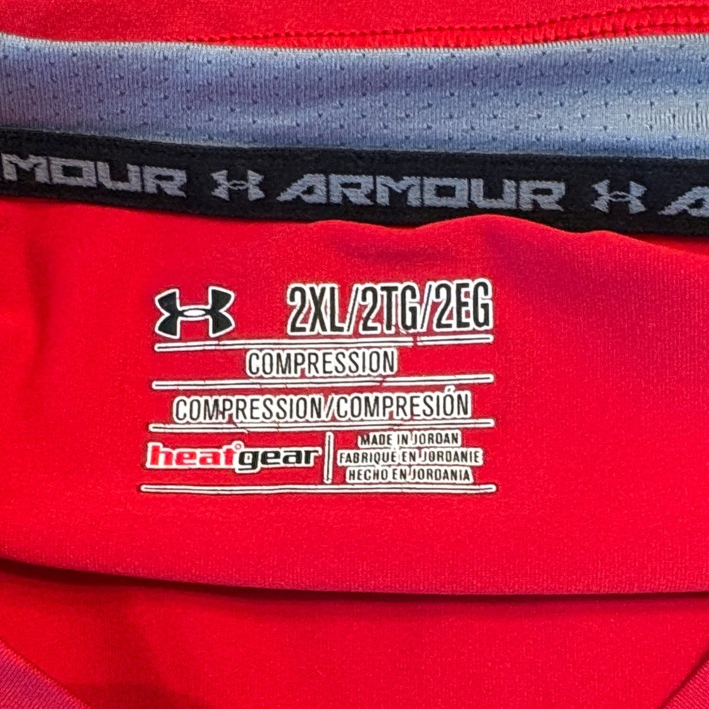 Under Armour Red and Gray Compression Top 2XL